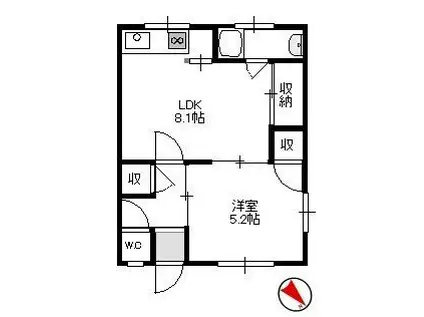 ハイツエフ(1LDK/2階)の間取り写真