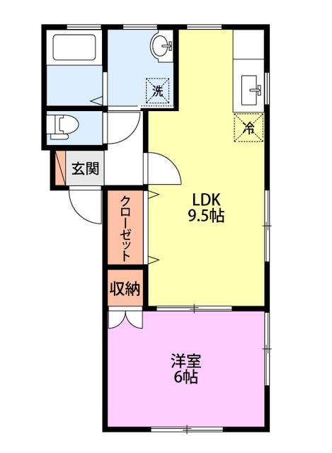 コーポドエル(1LDK/1階)の間取り写真