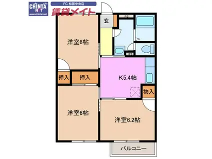 サニーヒル.ゴン(3K/2階)の間取り写真