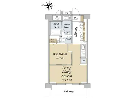 デュオセーヌ国立(1LDK/3階)の間取り写真