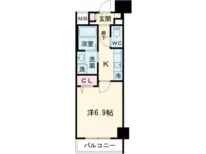 エストゥルース京都(1K/5階)の間取り写真