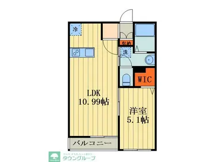 タウンフィールドIII(1LDK/2階)の間取り写真