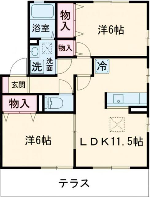 グランドウィン さくら(2LDK/1階)の間取り写真