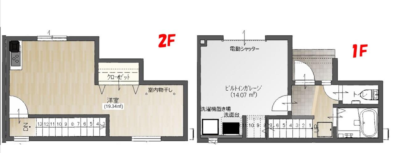 ガレージハウス桜木(ワンルーム/1階)の間取り写真