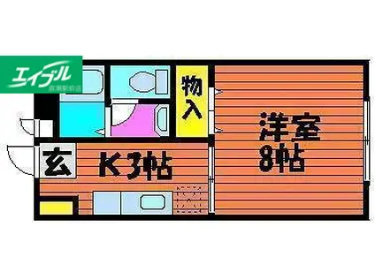 アルトハイデII B(1K/2階)の間取り写真