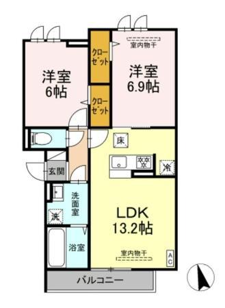 ロイヤルヒルズ(2LDK/1階)の間取り写真