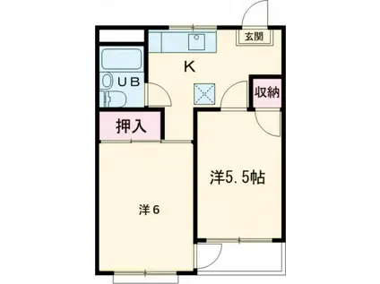 ハイコーポ谷野(2K/1階)の間取り写真