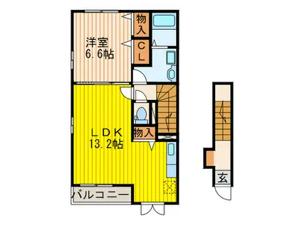グロースハイツ新石切II(1LDK/2階)の間取り写真
