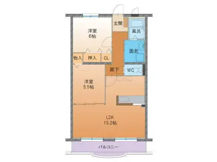 ハートフルLIFE(2LDK/2階)の間取り写真