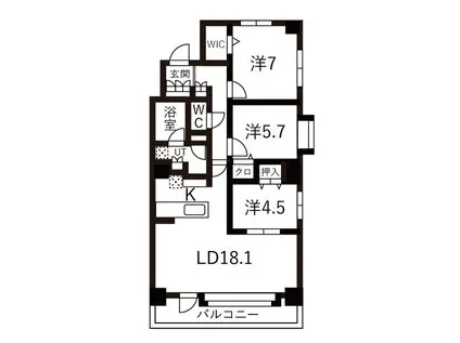 ラ・クラッセ札幌ステーションスクエア(3LDK/4階)の間取り写真