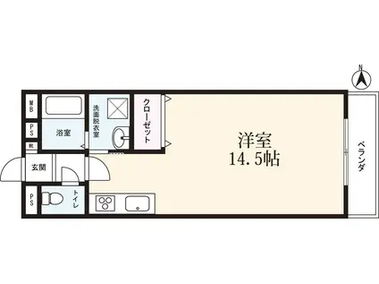 ユーミー伊勢(ワンルーム/4階)の間取り写真