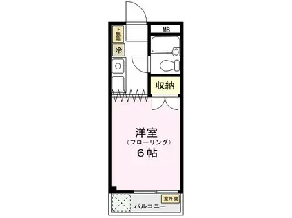 グランデュール(1K/2階)の間取り写真