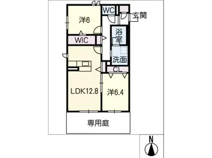 ソレイユ祈年(2LDK/1階)の間取り写真