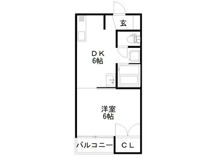 サザンコート(1DK/2階)の間取り写真