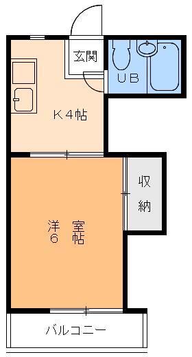 清栄ハイツ(1K/3階)の間取り写真