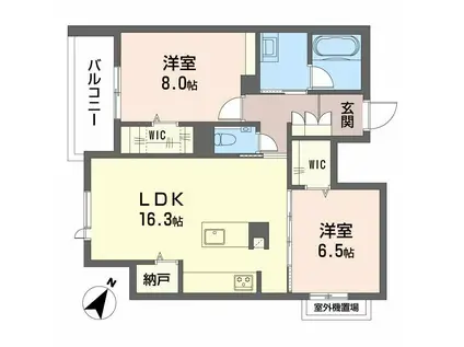 アンビエラ宝が丘(2LDK/2階)の間取り写真