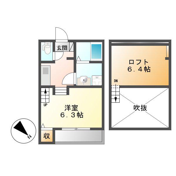LASPERANZA神宮西(1K/1階)の間取り写真
