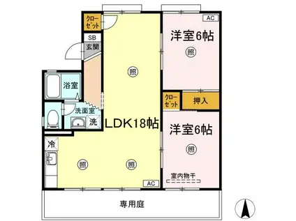 マルベリーM B棟(2LDK/1階)の間取り写真