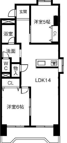 笠東ハイツ(2LDK/2階)の間取り写真