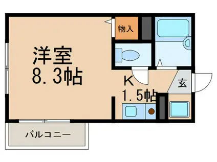 ロージェ西灘(1K/2階)の間取り写真