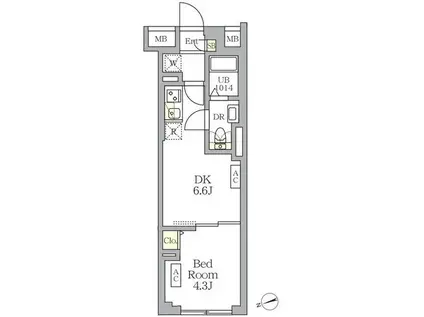 SOLASIA RESIDENCE 荻窪(1DK/B1階)の間取り写真