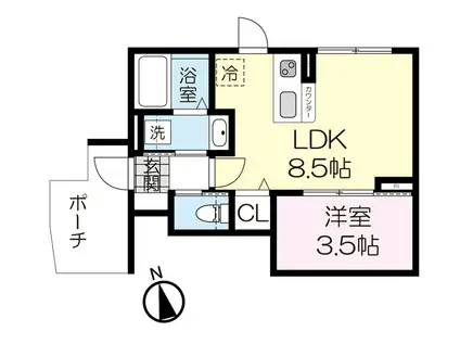 カーサグラシア中江(1LDK/1階)の間取り写真