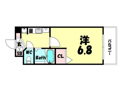 エステムコート神戸ハーバーランド前IVベイライト(1K/4階)の間取り写真