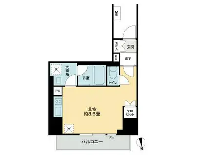 グランマーチ芝公園(ワンルーム/4階)の間取り写真