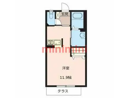 アヴニールII(1K/2階)の間取り写真