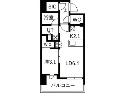 BRILLIA名駅二丁目(1LDK/11階)の間取り写真