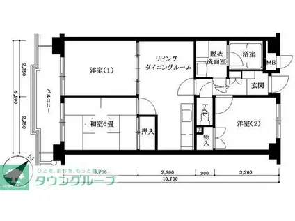 ロイヤルシティ四番館(3LDK/1階)の間取り写真