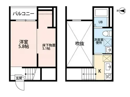 プレミア中島(ワンルーム/2階)の間取り写真
