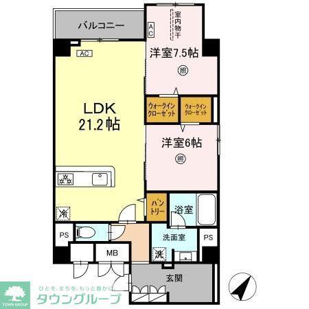 KYOKUYOUモダンベース天神(2LDK/7階)の間取り写真