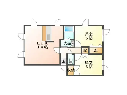 パークハイム西町(2LDK/2階)の間取り写真