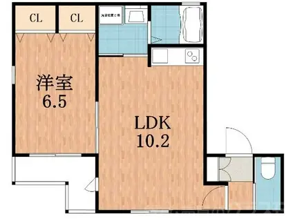グレイスヘーベル西田辺(1LDK/3階)の間取り写真