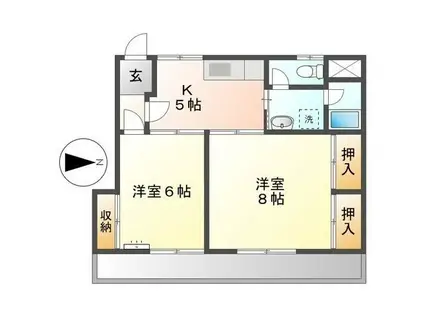 エステート山崎(2K/2階)の間取り写真