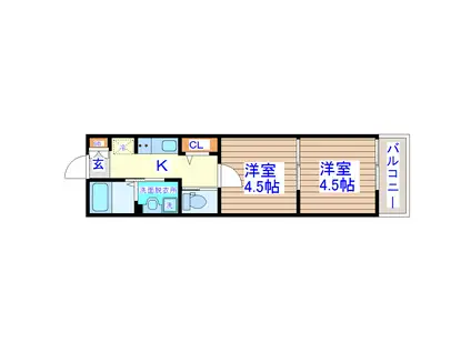 ソルテラ土樋(2K/3階)の間取り写真