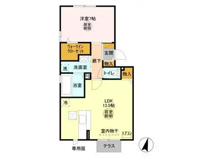 ルミエールE(1LDK/1階)の間取り写真