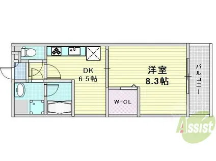 ラフィーヌフジ(1DK/2階)の間取り写真