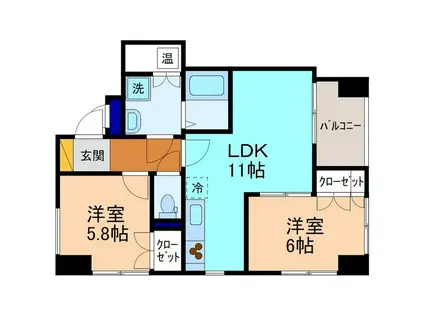 彦三テアトルハイツ(2LDK/6階)の間取り写真