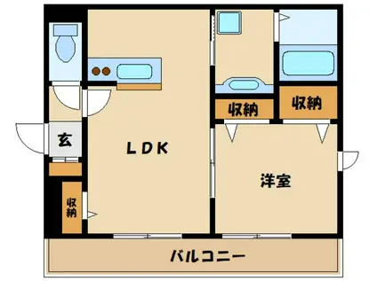 KMレジデンス(1LDK/1階)の間取り写真