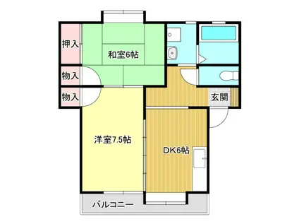 ハイツサンジノ(2DK/2階)の間取り写真