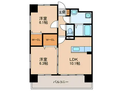地下鉄箱崎線 貝塚駅(福岡) 徒歩19分 8階建 新築(2LDK/4階)の間取り写真
