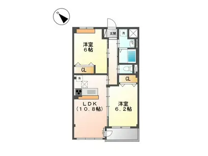 グランドソレイユ(2LDK/1階)の間取り写真