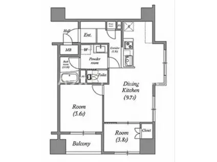 レジデンス南大塚スクエア(2DK/7階)の間取り写真