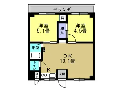 リアライズ玉出(2LDK/2階)の間取り写真