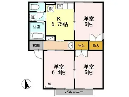 サンロード小山(3DK/1階)の間取り写真