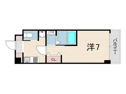 ラ・ポルテ武庫之荘(1K/4階)の間取り写真