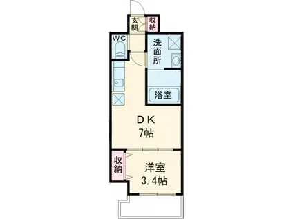 クローバー・クレスト(1DK/3階)の間取り写真