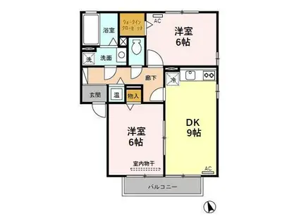 ピースアモールB(2DK/2階)の間取り写真